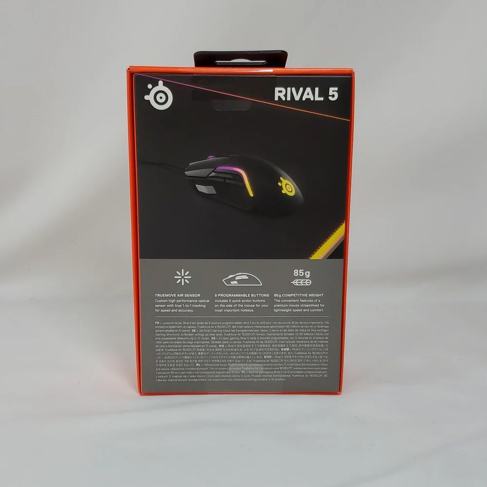 SteelSeries Rival 5 Gaming Mouse with PrismSync RGB Lighting and 9 Programmable